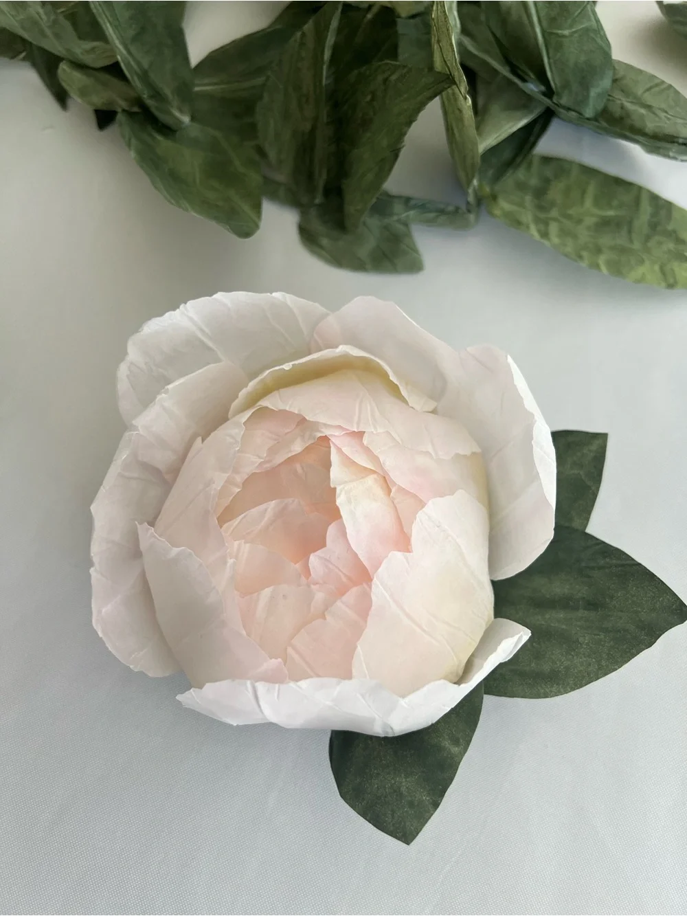 LED Votive candle cover. Elegant Cream-Pink Artificial Peony Accent Flower
